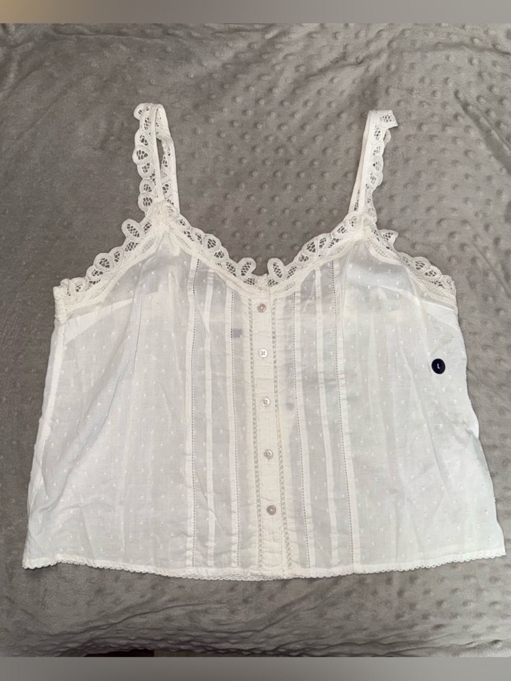 Abercrombie & Fitch Lace-trim button-front tank top- 100% Cotton